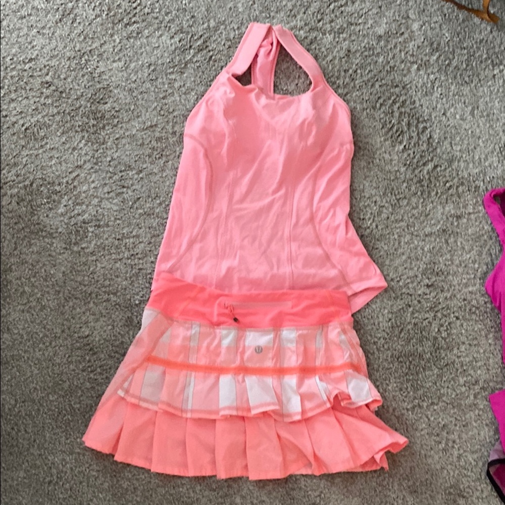 Lululemon Athletica Coral Mini Skirt with Tiered Ruffles